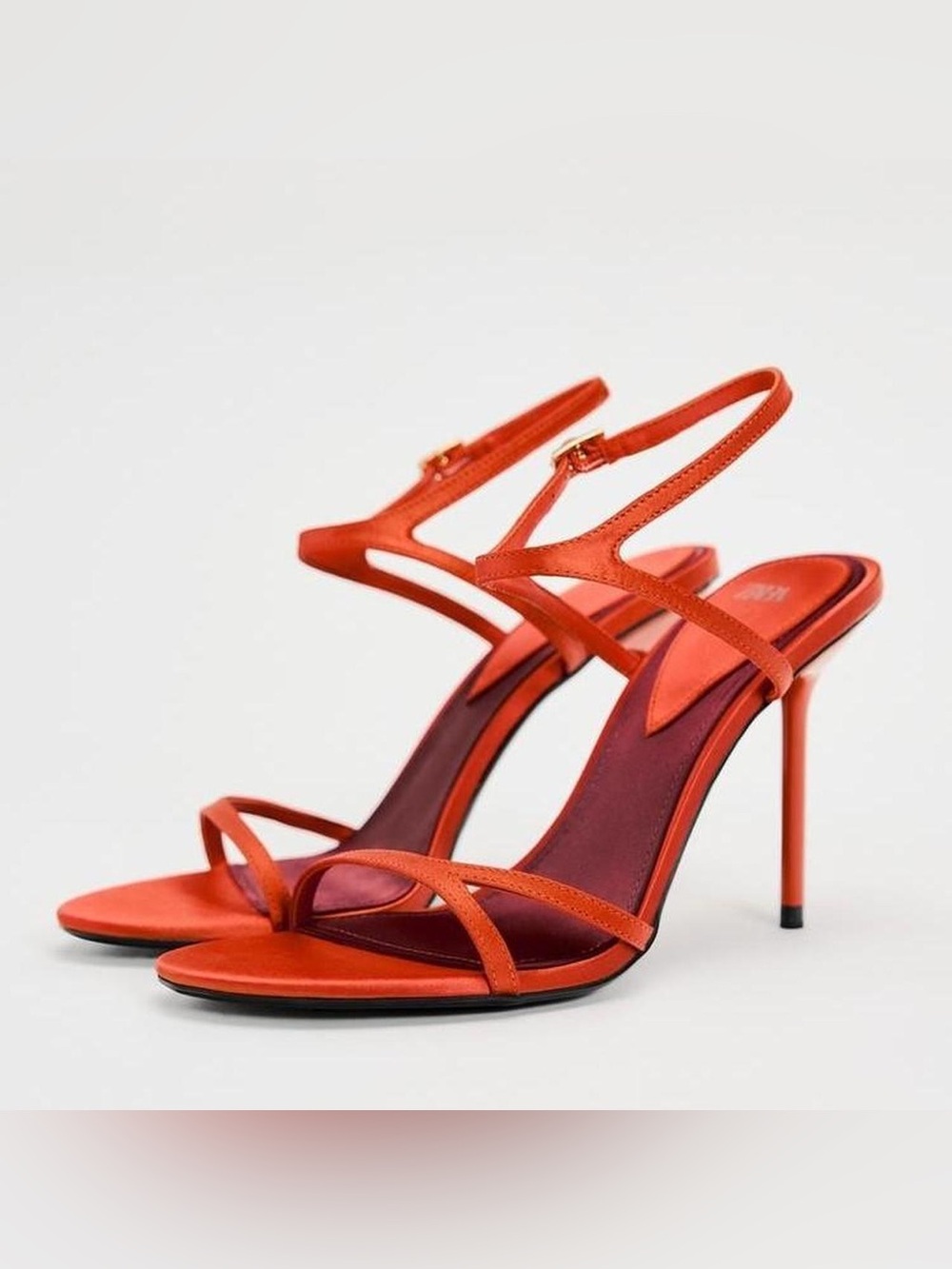 Zara Fire Orange Strappy Heels